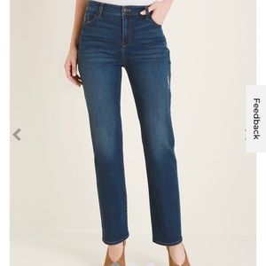 Chicos distressed so lifting straight leg Jean 8R never worn